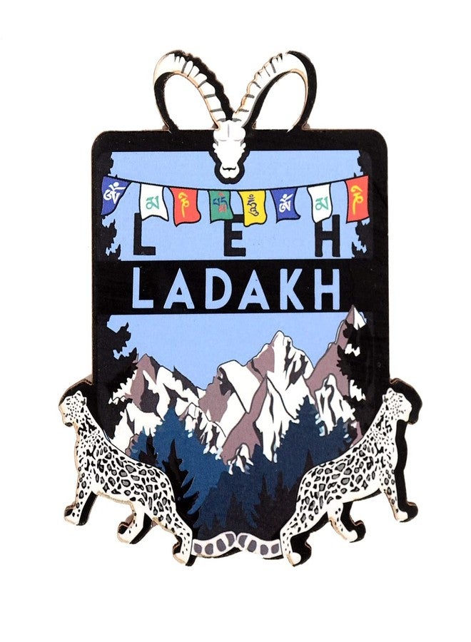 India Souvenir Wooden MDF Leh Ladakh Fridge Magnet (Multicolour)